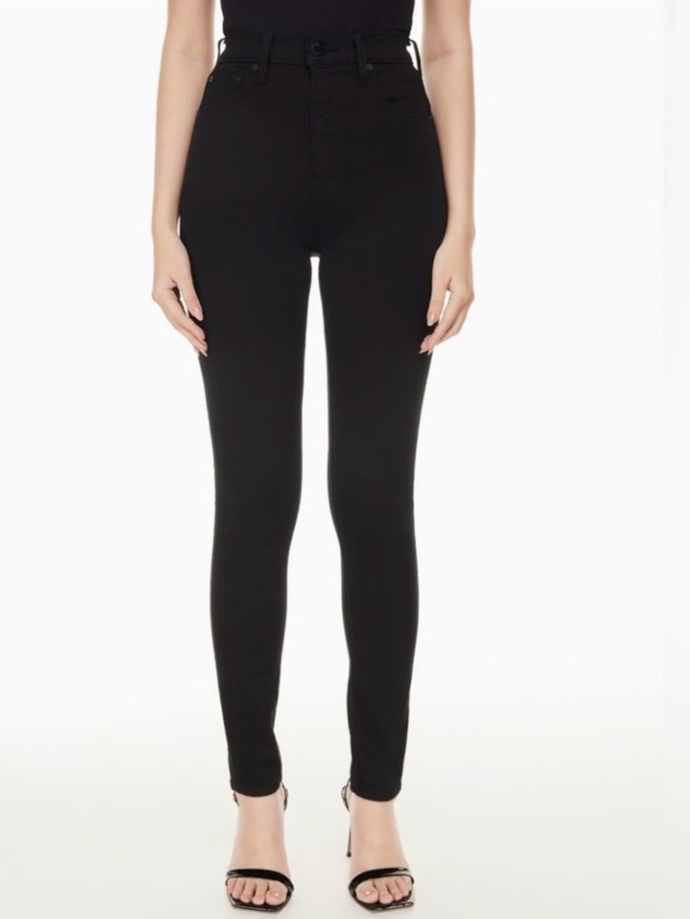 Aritzia Denim Forum The Lola High Rise Skinny Crop Jeans Black 27